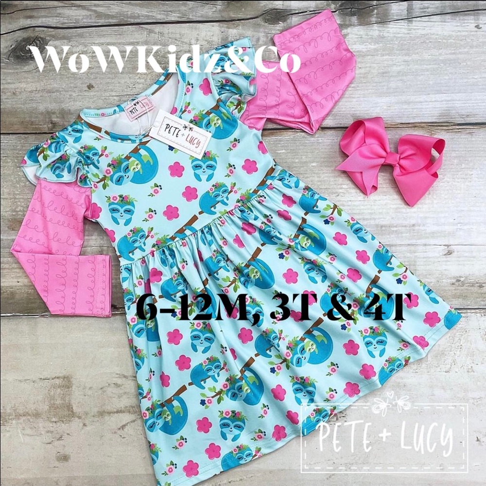 Pete+Lucy sloth dress in 6-12M